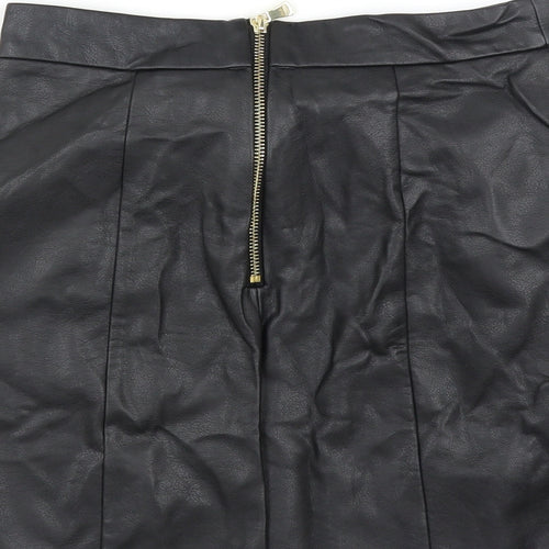 River Island Womens Black   A-Line Skirt Size 8  - pleated front