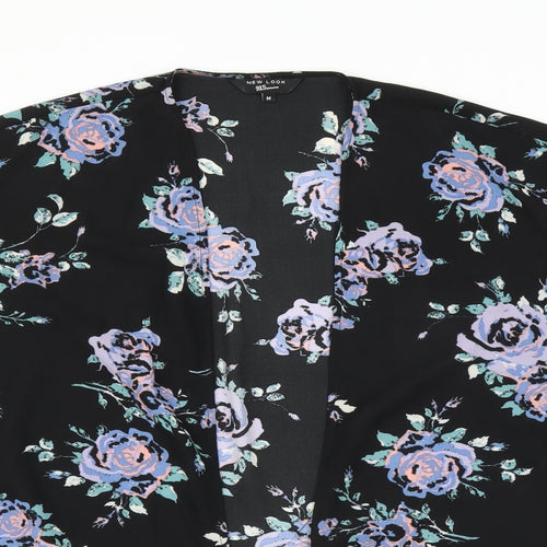 New Look Womens Black Floral  Cardigan Jumper Size M  - lace hem