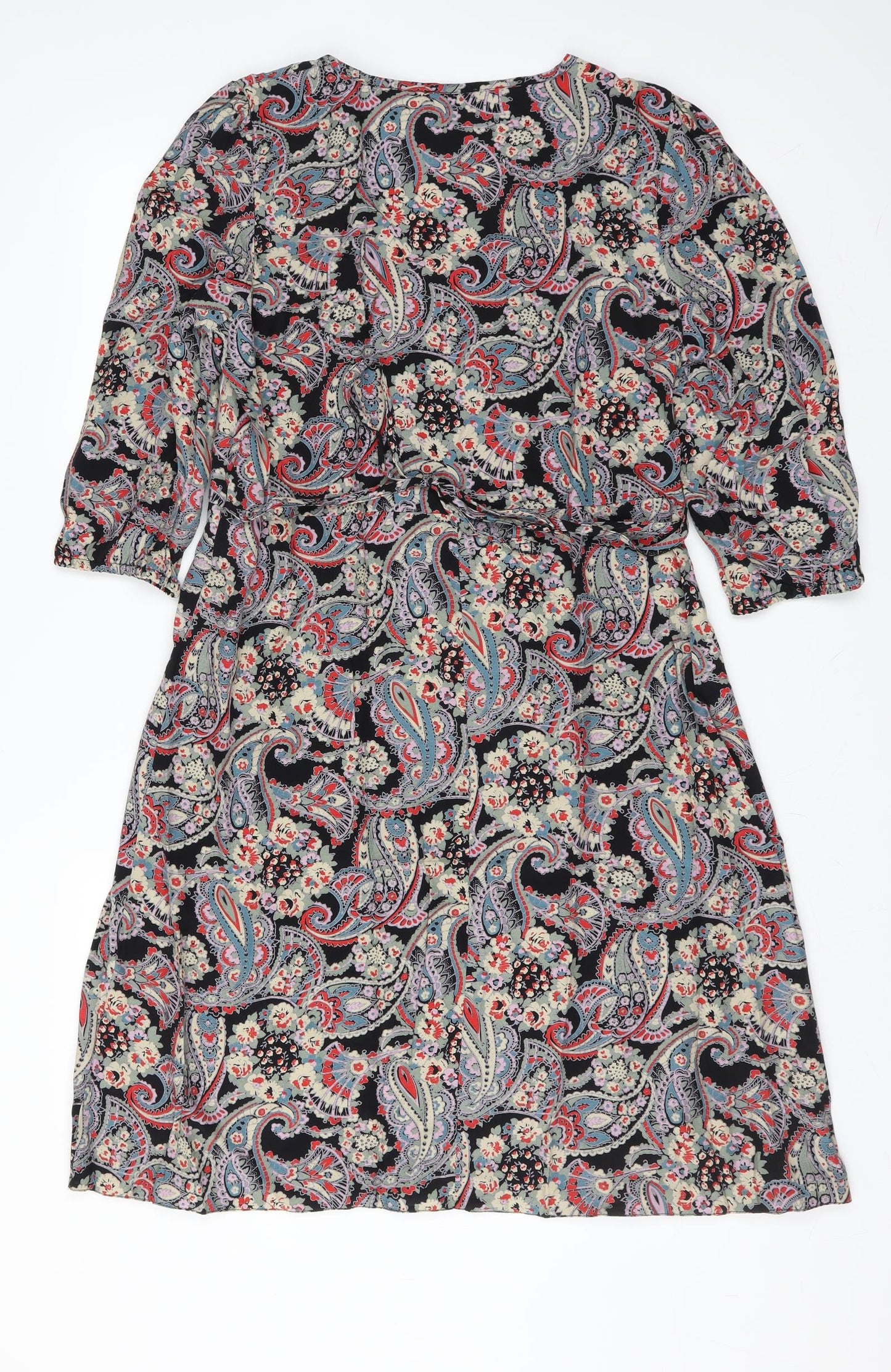 F&F Womens Black Floral  Fit & Flare  Size 12