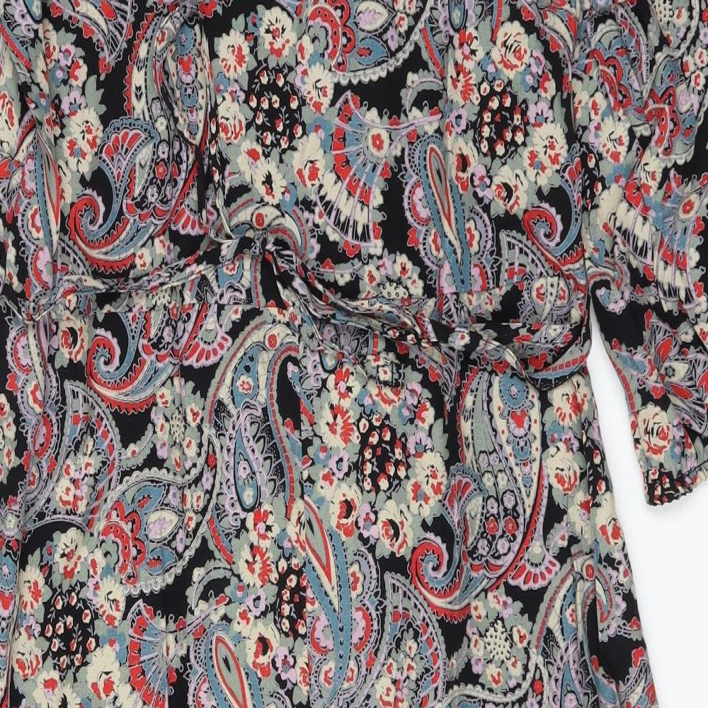 F&F Womens Black Floral  Fit & Flare  Size 12