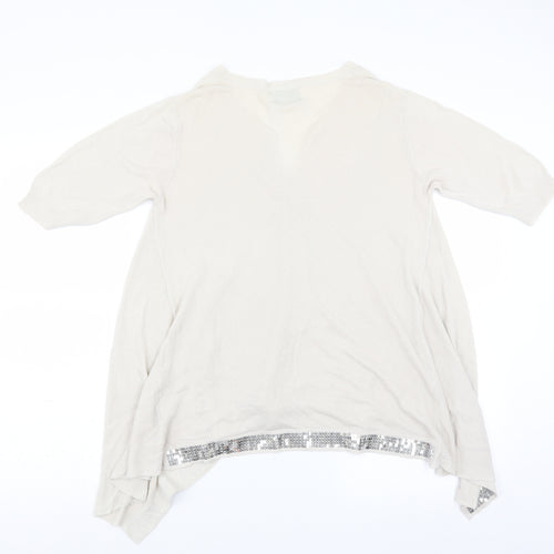 cristina paris Womens Ivory   Basic Blouse Size XL  - sequin hem aysymmetric