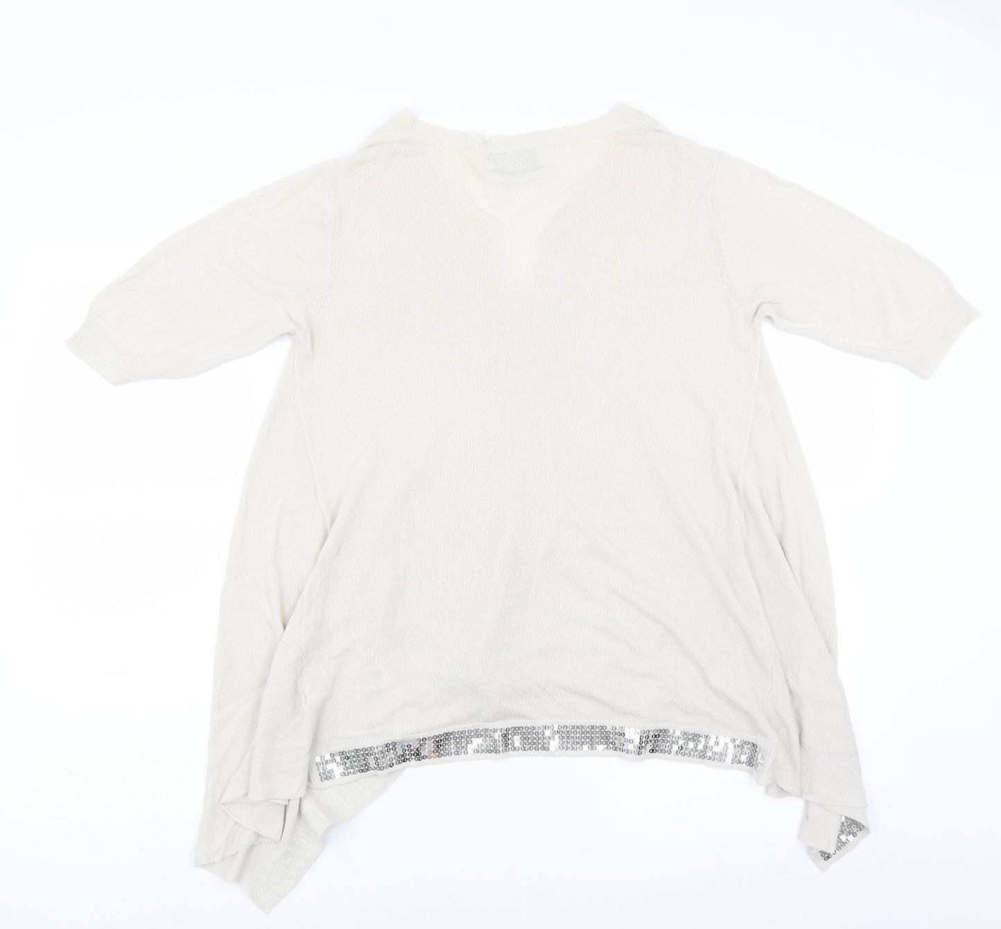 cristina paris Womens Ivory   Basic Blouse Size XL  - sequin hem aysymmetric