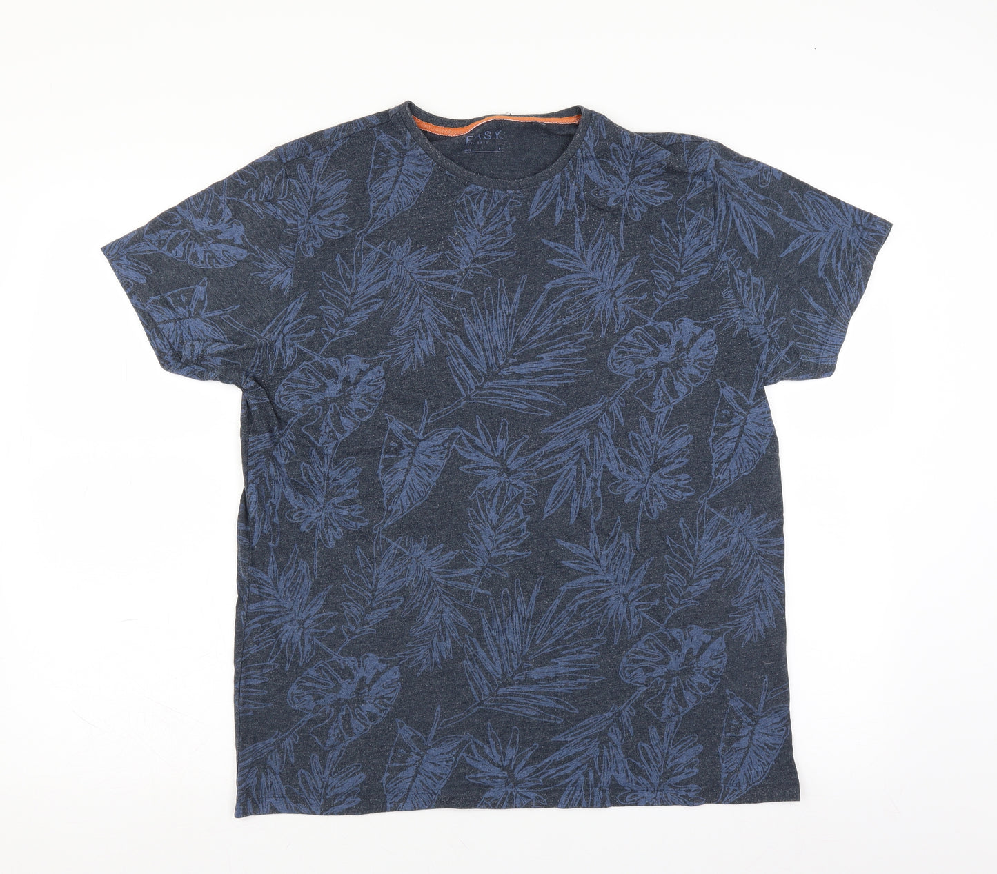 Matalan Mens Blue Floral   T-Shirt Size L  - leaf print