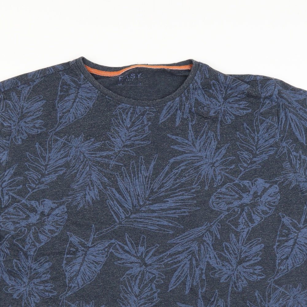 Matalan Mens Blue Floral   T-Shirt Size L  - leaf print