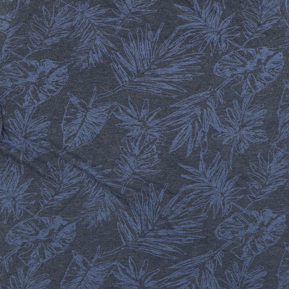 Matalan Mens Blue Floral   T-Shirt Size L  - leaf print