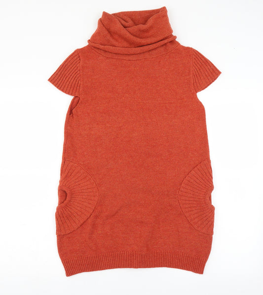 Front view of Izabel women’s orange jumper dress, size L