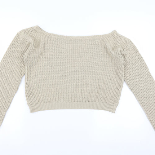 Boohoo Womens Beige   Pullover Jumper Size S  - cropped