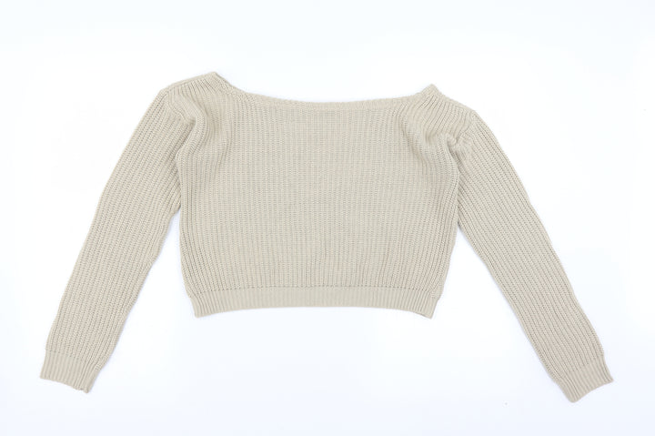 Boohoo Womens Beige Pullover Jumper Size S - cropped