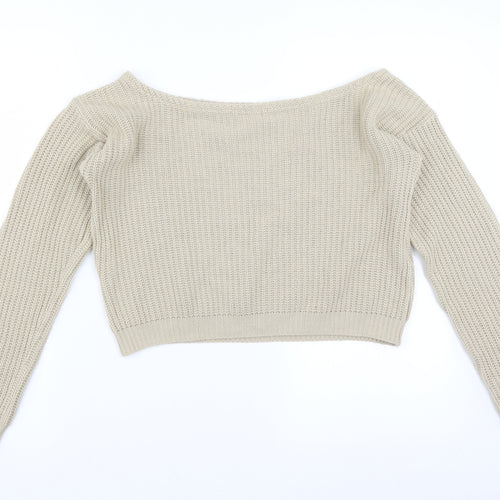 Boohoo Womens Beige   Pullover Jumper Size S  - cropped