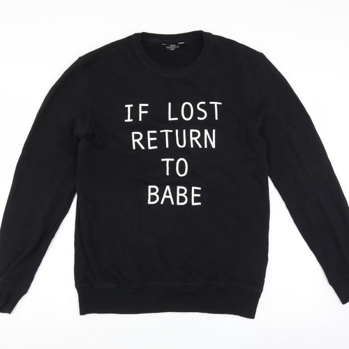 NEXT Mens Black   Pullover Sweatshirt Size M  - if lost return to babe