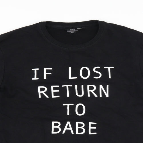 NEXT Mens Black   Pullover Sweatshirt Size M  - if lost return to babe