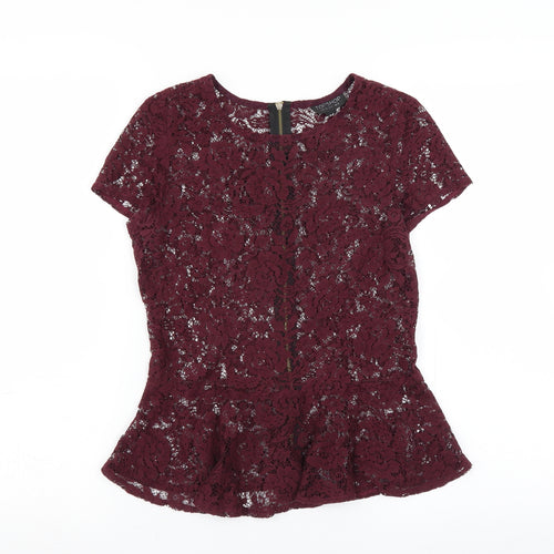 Topshop Womens Purple Floral  Basic Blouse Size 10  - floral lace