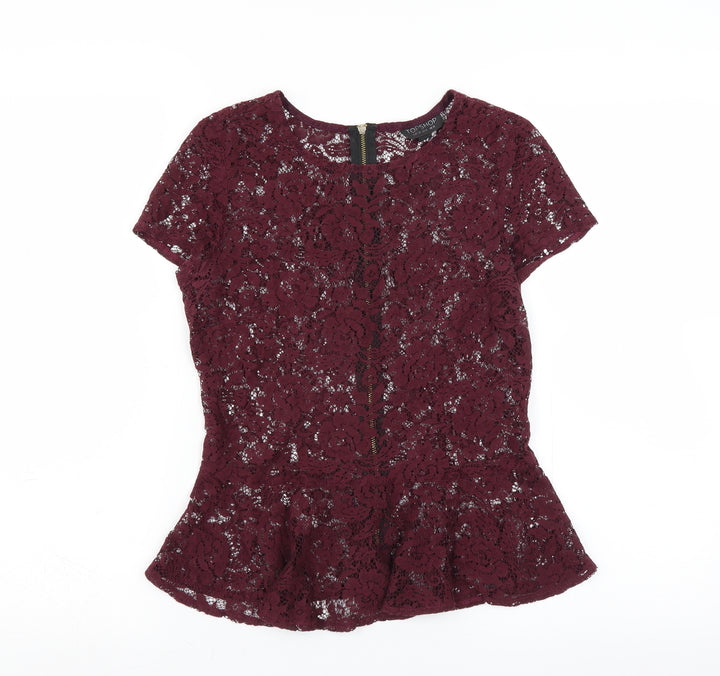 Topshop Womens Purple Floral  Basic Blouse Size 10  - floral lace
