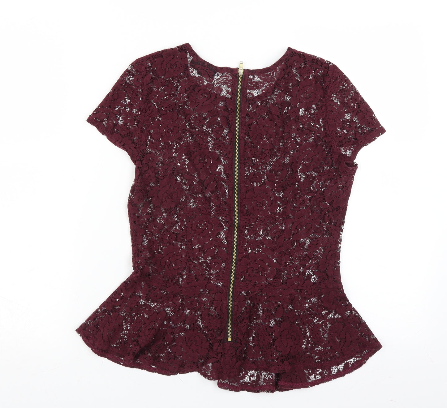 Topshop Womens Purple Floral  Basic Blouse Size 10  - floral lace