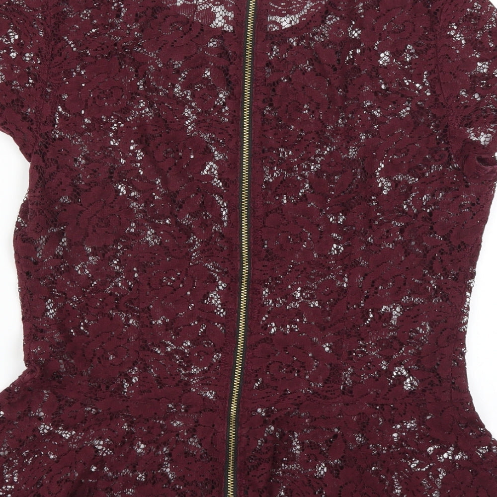 Topshop Womens Purple Floral  Basic Blouse Size 10  - floral lace