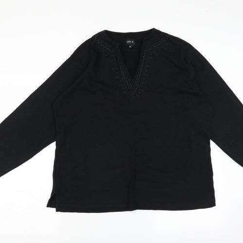 DNLK jeans Womens Black   Basic T-Shirt Size M  - embroidered neckline