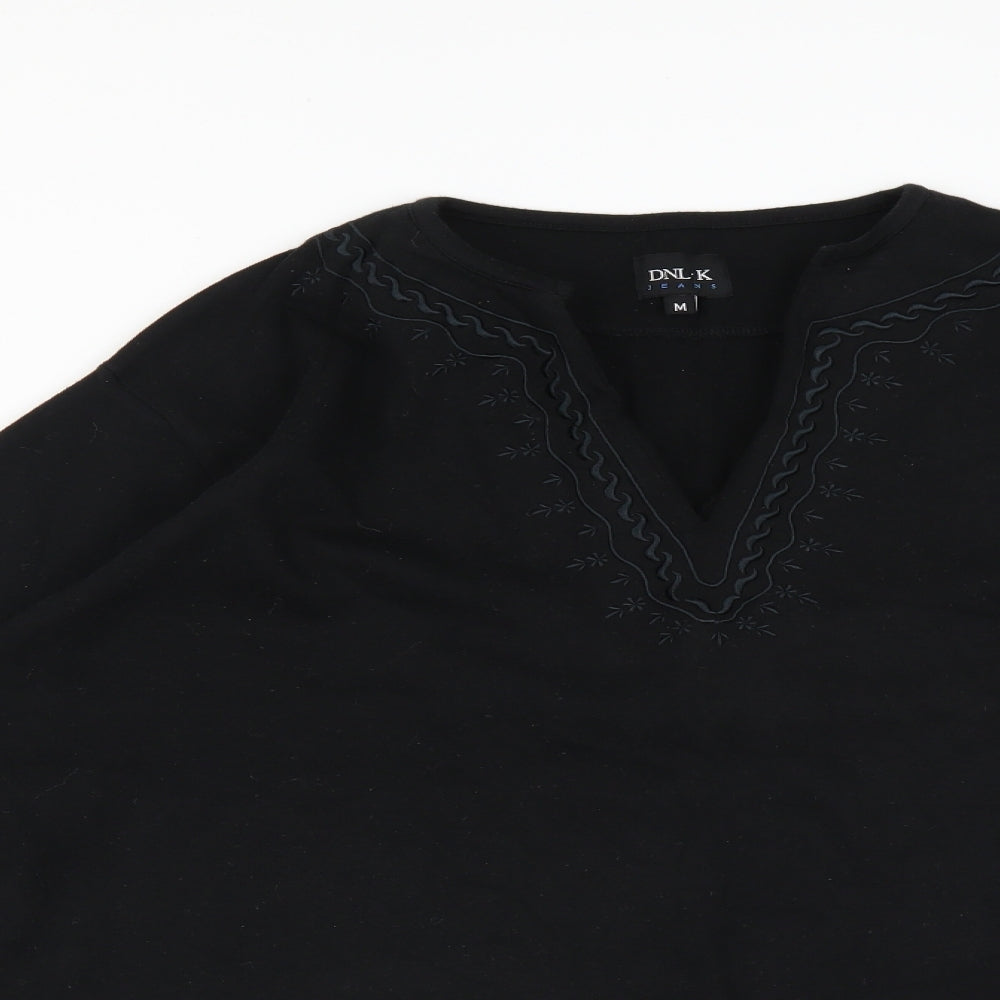 DNLK jeans Womens Black   Basic T-Shirt Size M  - embroidered neckline