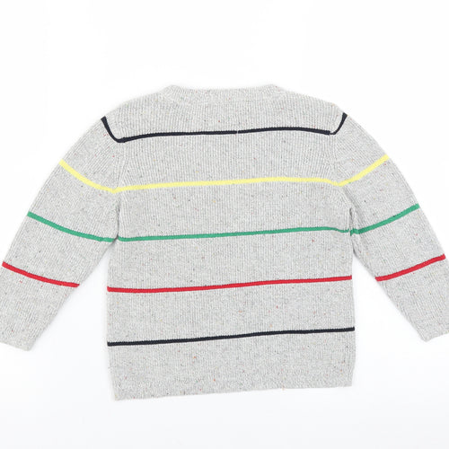 Zara Boys Grey Striped  Pullover Jumper Size 3-4 Years