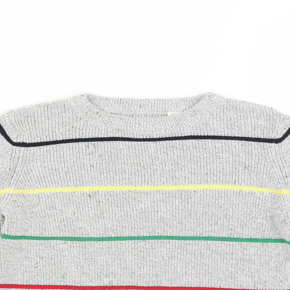 Zara Boys Grey Striped  Pullover Jumper Size 3-4 Years