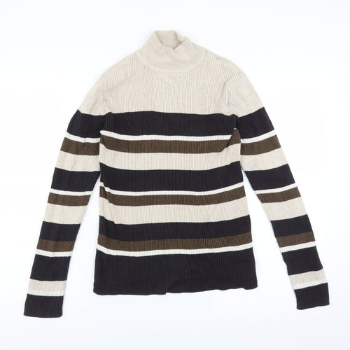 Croft & Barrow Womens Beige Striped  Pullover Jumper Size M