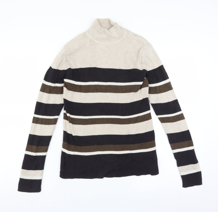 Croft & Barrow Womens Beige Striped  Pullover Jumper Size M