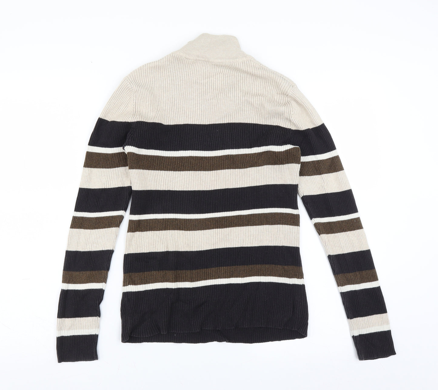 Croft & Barrow Womens Beige Striped  Pullover Jumper Size M