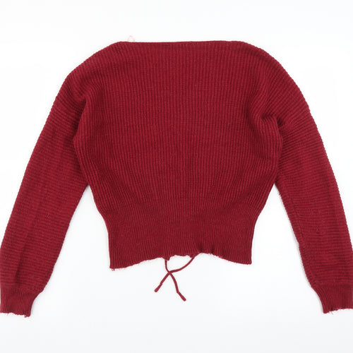 Candy Couture Girls Red   Pullover Jumper Size 15 Years  - Lace up Detail