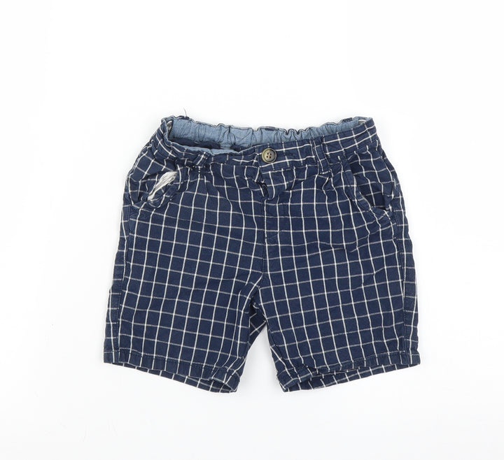 Matalan Boys Blue Check Bermuda Shorts Size 4-5 Years