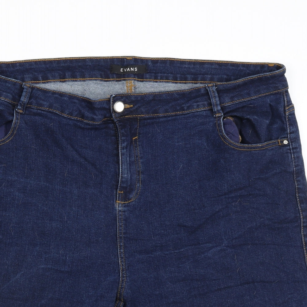 Evans Womens Blue  Denim Bermuda Shorts Size 24