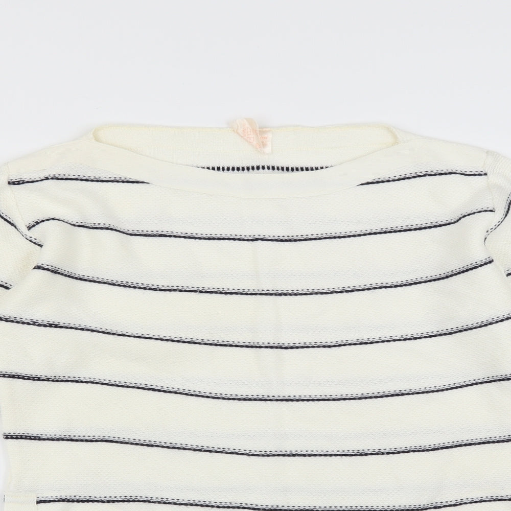 Dorothy Perkins Womens White Striped  Pullover Jumper Size S
