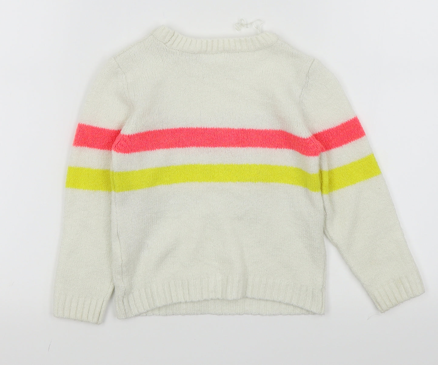 M&Co Girls White Striped  Pullover Jumper Size 3-4 Years