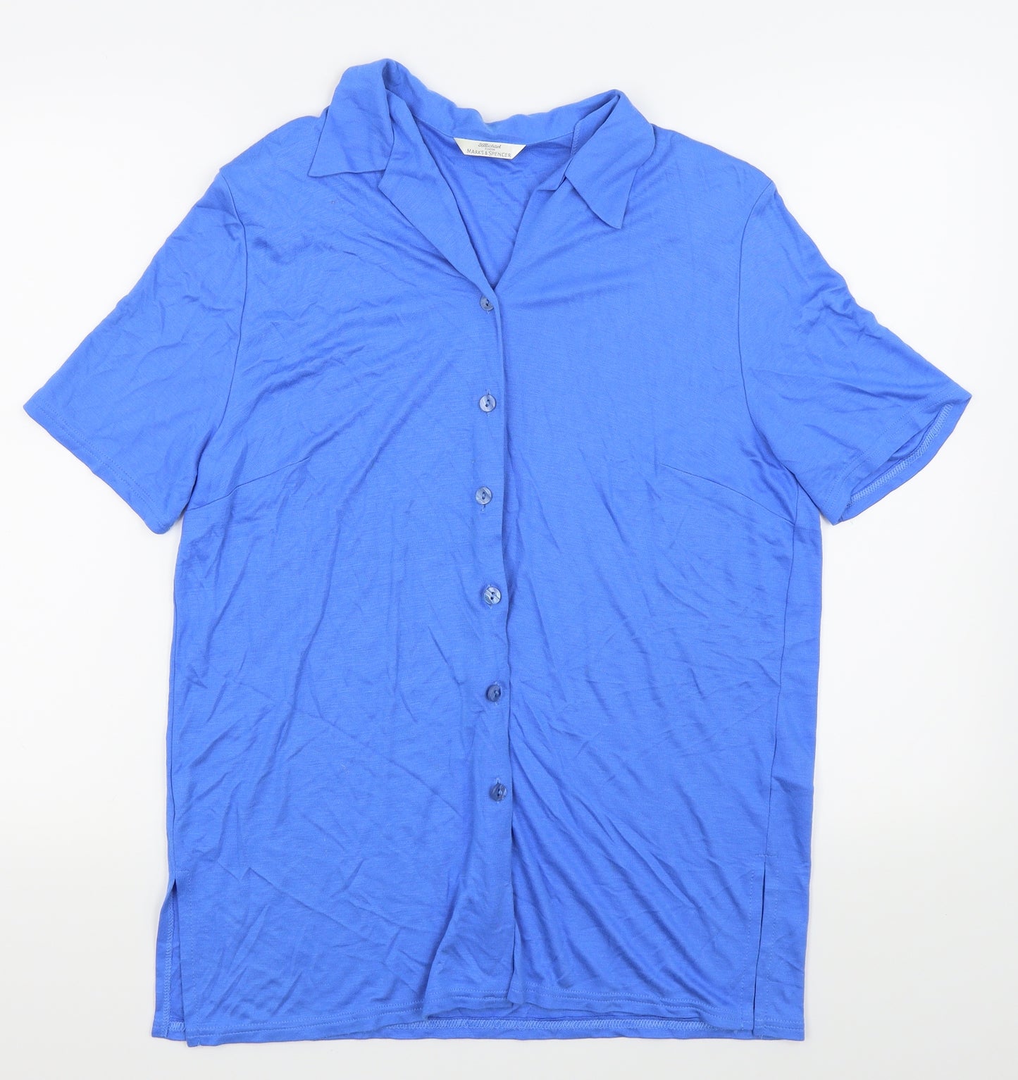 M&S Womens Blue   Basic Button-Up Size 16