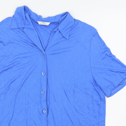 M&S Womens Blue   Basic Button-Up Size 16