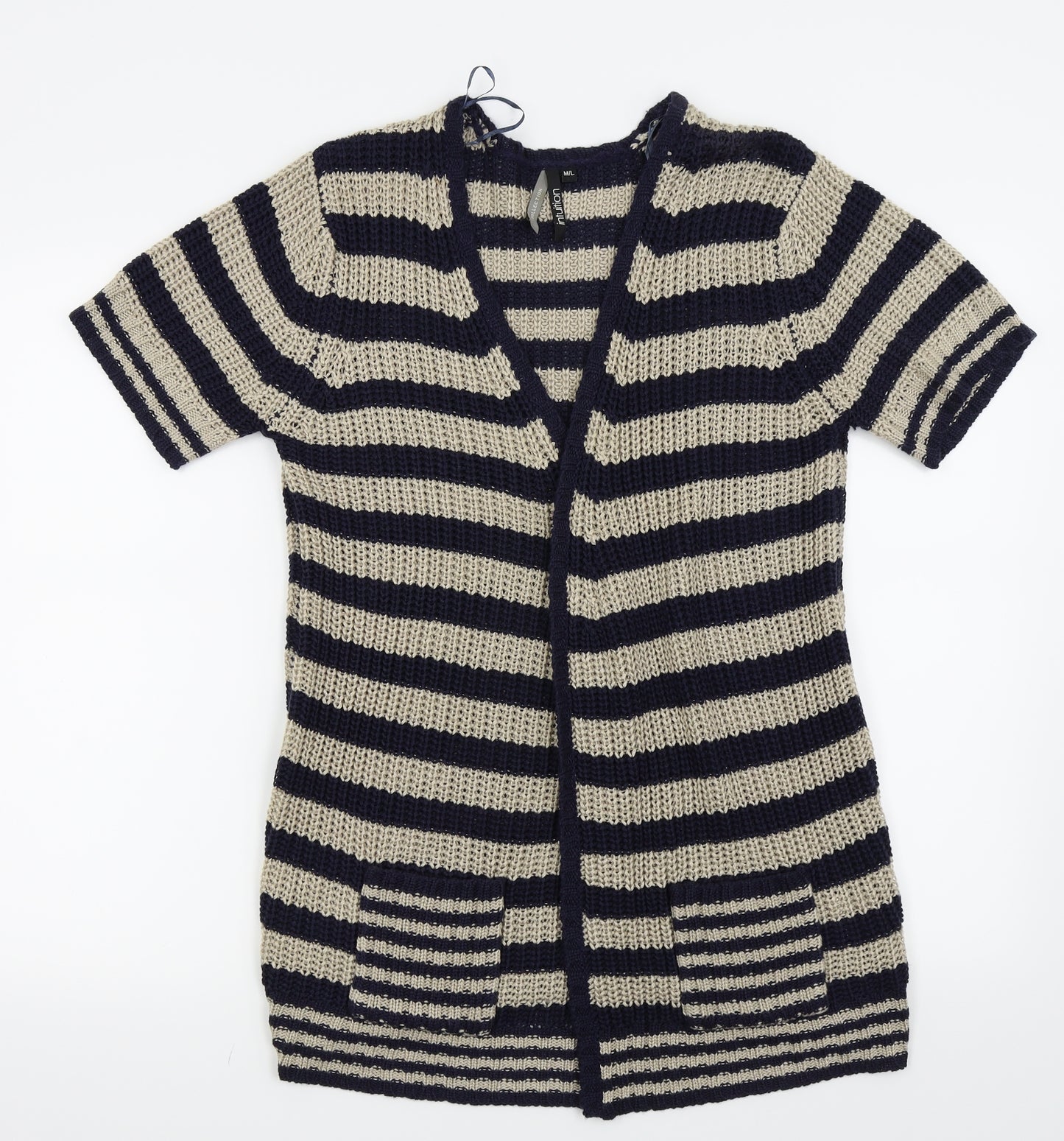 intuition Womens Beige Striped  Cardigan Jumper Size M