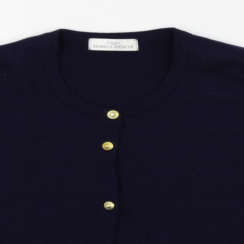 M&S Womens Blue   Cardigan Jumper Size 14