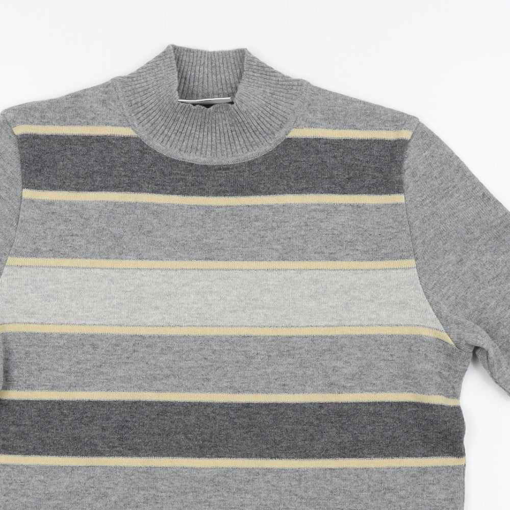 Basler Womens Grey Striped  Basic T-Shirt Size 10