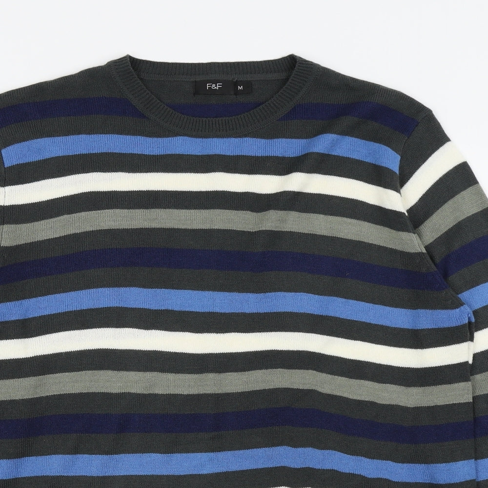 F&F Mens Multicoloured Striped  Pullover Jumper Size M