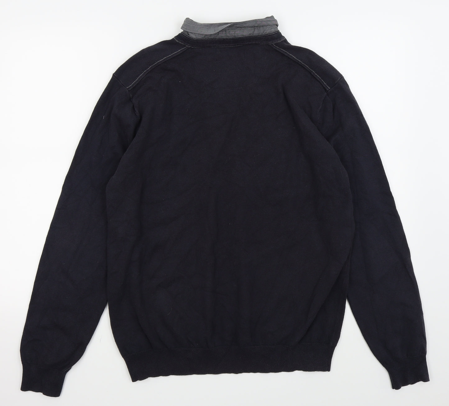 NEXT Mens Black   Pullover Jumper Size L  - 2 in one shirt/jumper