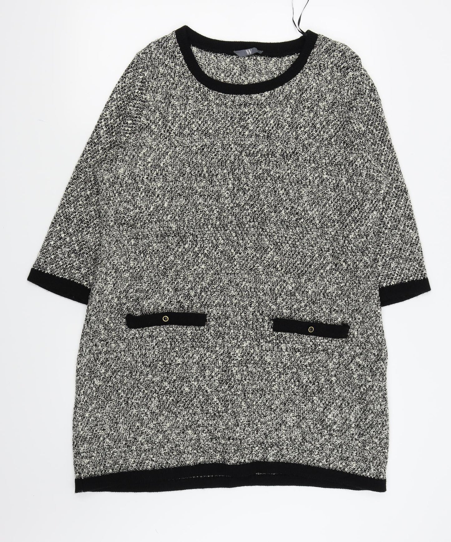 BHS Womens Black Houndstooth  Jumper Dress  Size 20