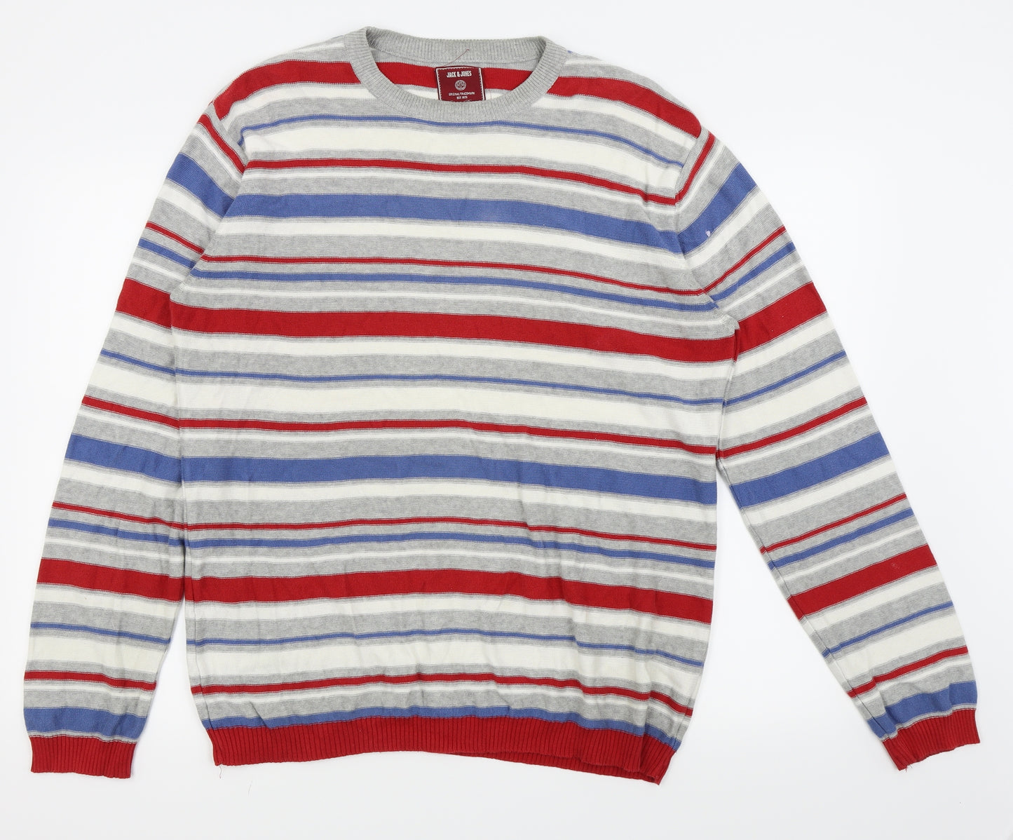 jack and jones Mens Multicoloured Striped  Pullover Jumper Size XL