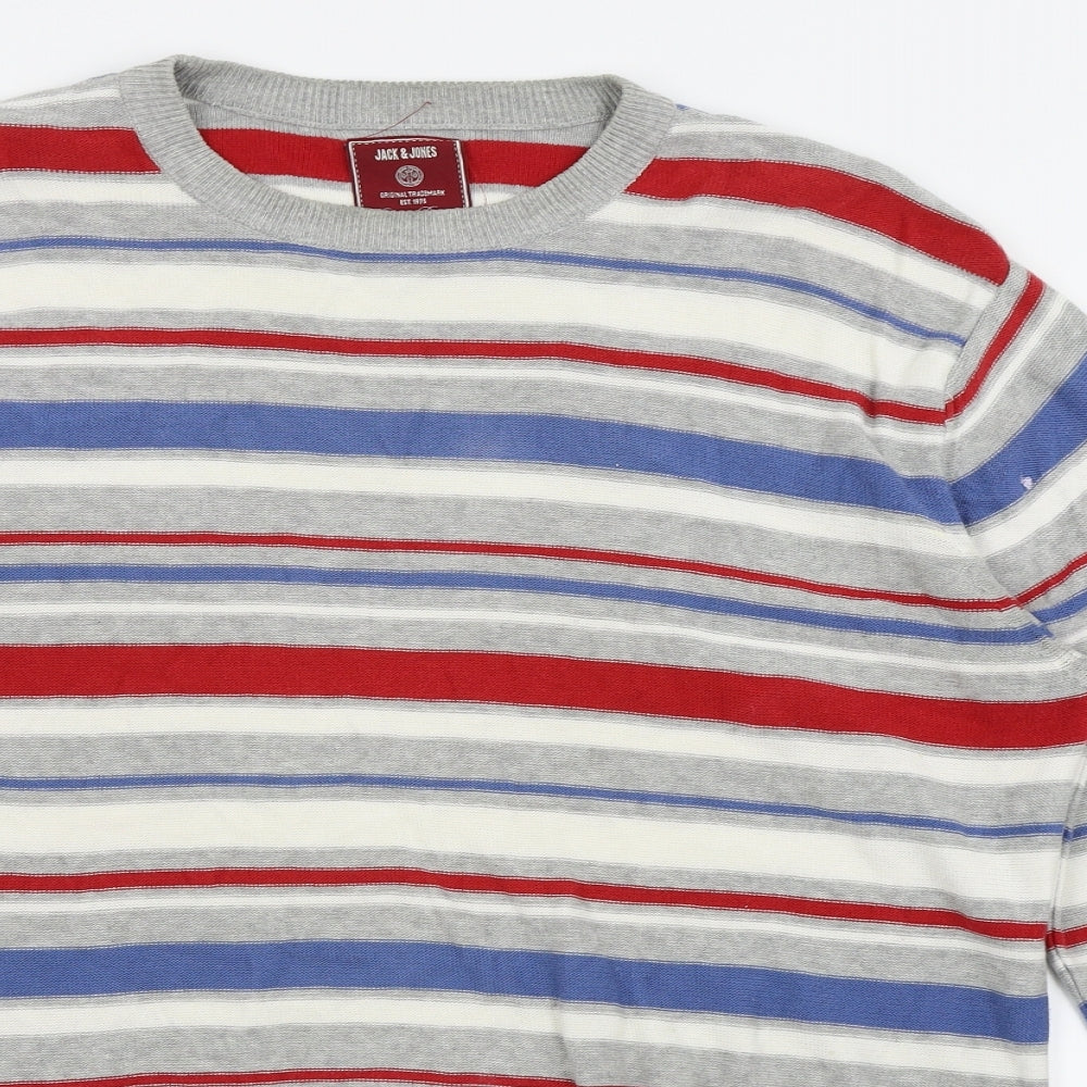 jack and jones Mens Multicoloured Striped  Pullover Jumper Size XL
