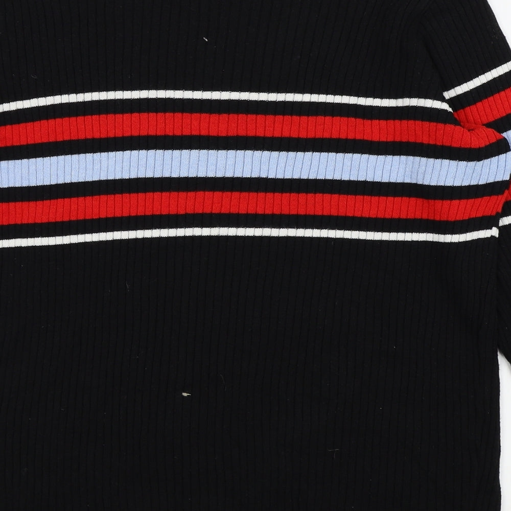 Run & Fly Womens Black Striped  Pullover Jumper Size L