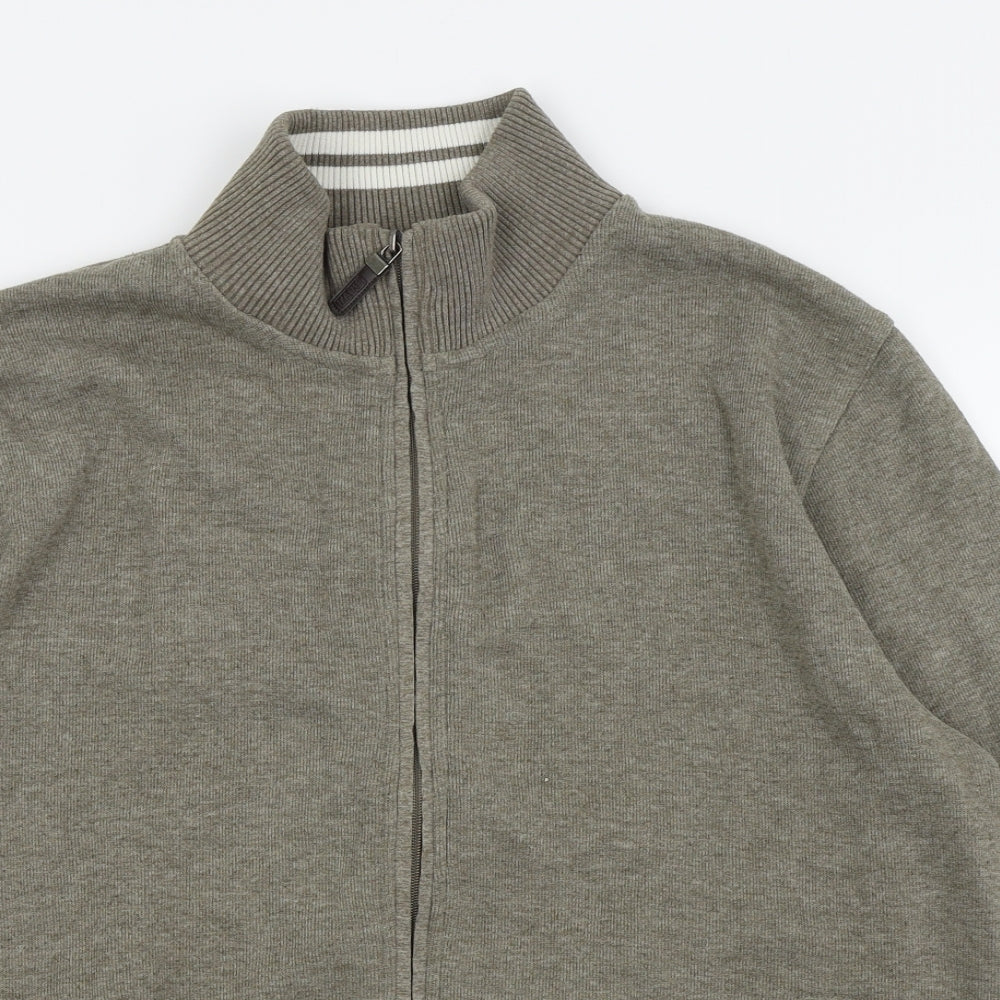 Maine Mens Brown   Full Zip Jumper Size L