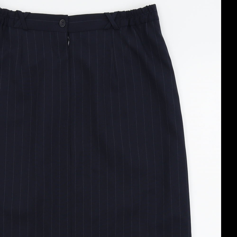 bonmarche Womens Blue Striped  Pleated Skirt Size 18