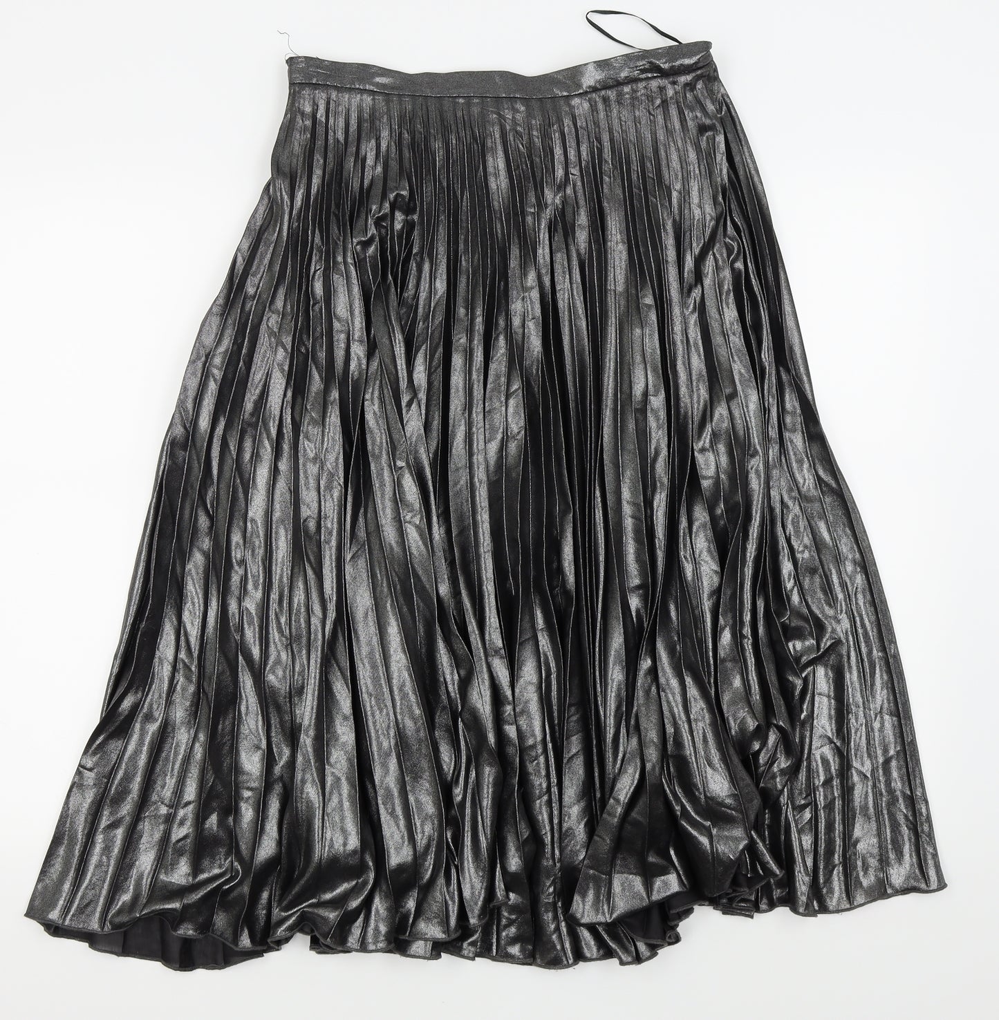 Topshop Womens Silver   Pleated Skirt Size 12
