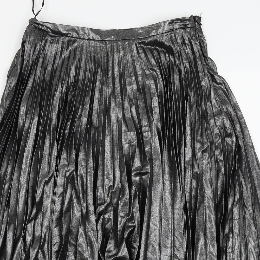 Topshop Womens Silver   Pleated Skirt Size 12