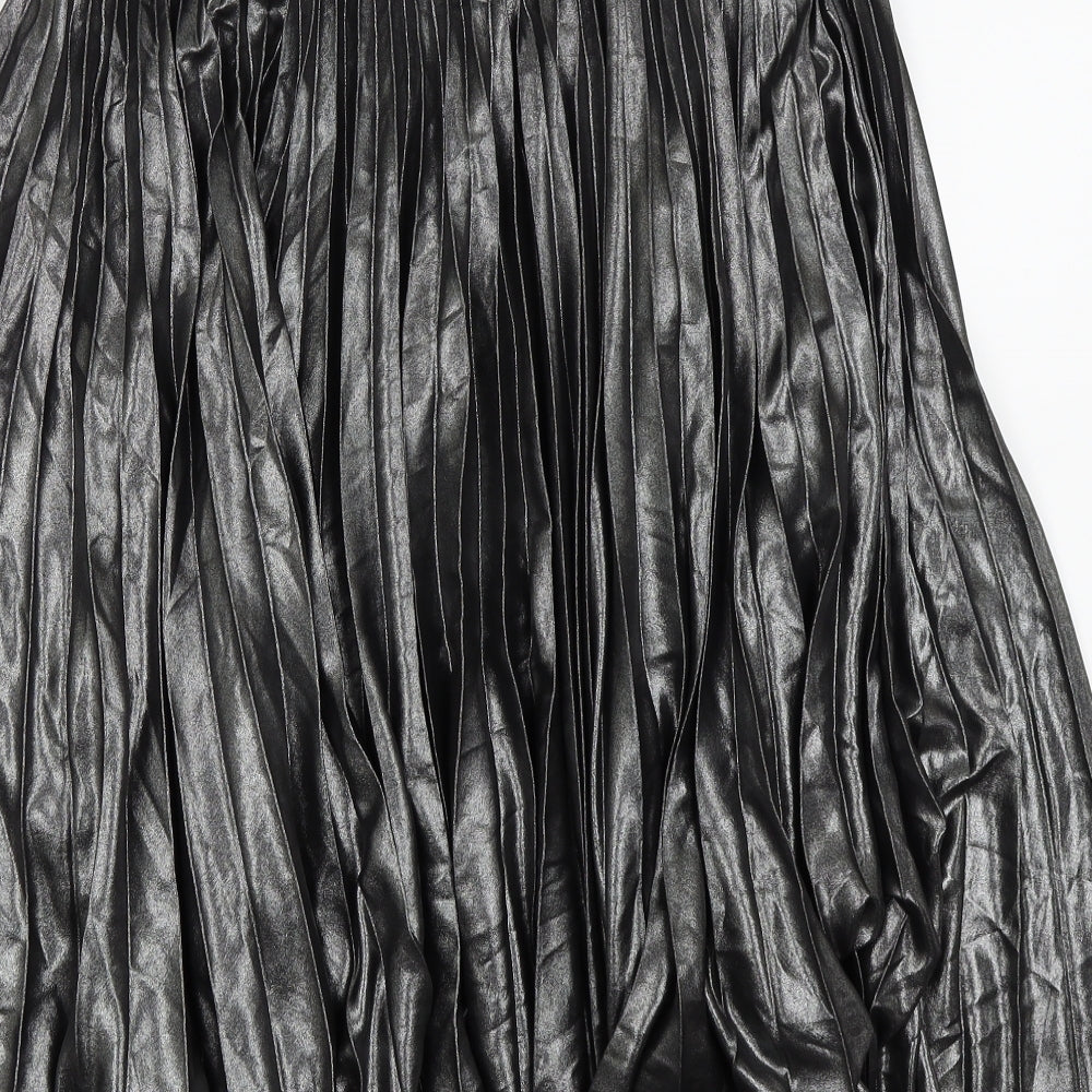 Topshop Womens Silver   Pleated Skirt Size 12