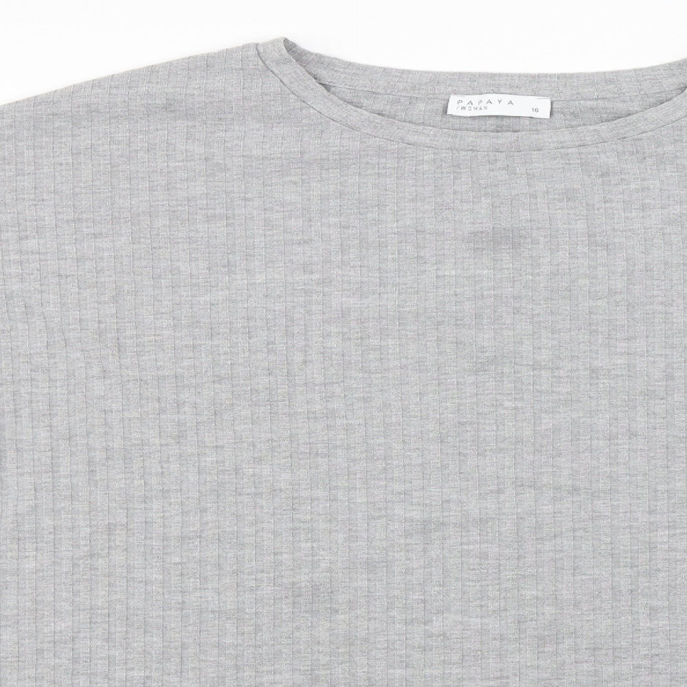 Papaya  Womens Grey   Basic T-Shirt Size 16