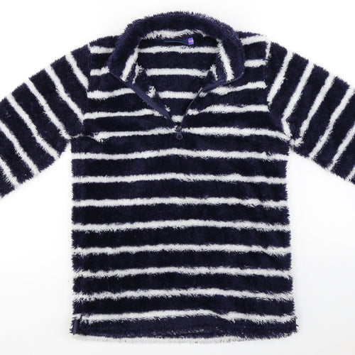 L&D Girls Blue Striped  Henley Sweatshirt Size 12-13 Years