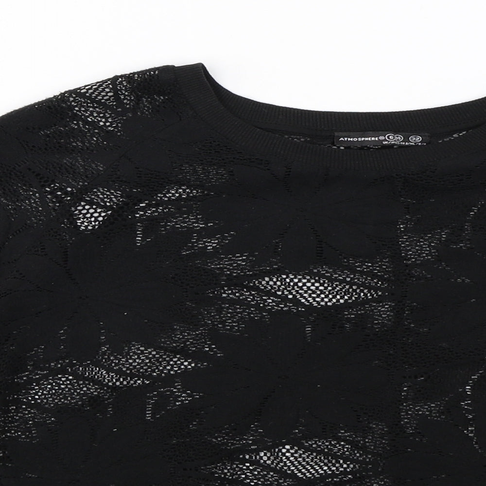 Atmosphere  Womens Black Floral  Pullover Jumper Size 6